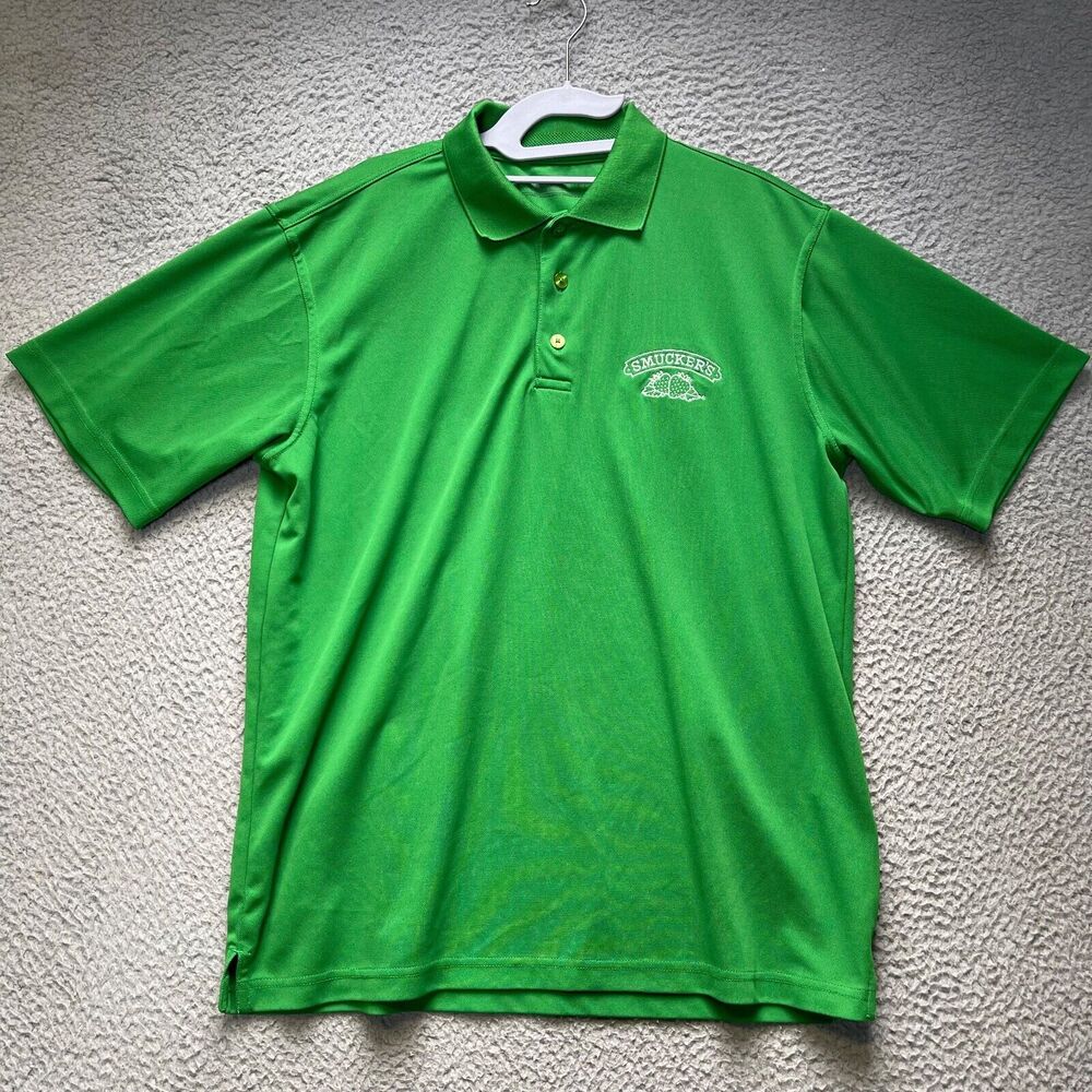 Smuckers Polo Shirt Mens Large Green Short Sleeve